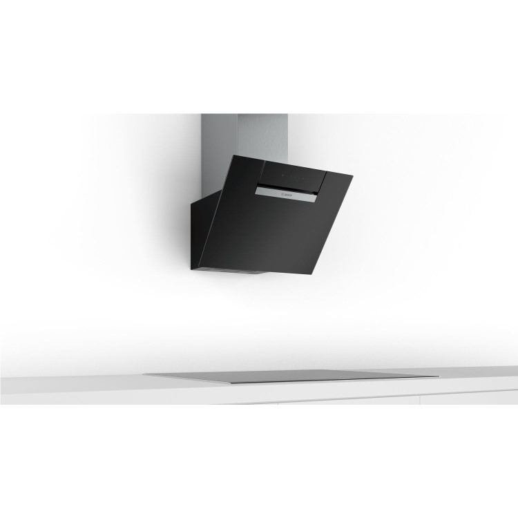 Refurbished Bosch Serie 2 DWK67EM60B TouchSelect Control 60cm Angled Cooker Hood Black