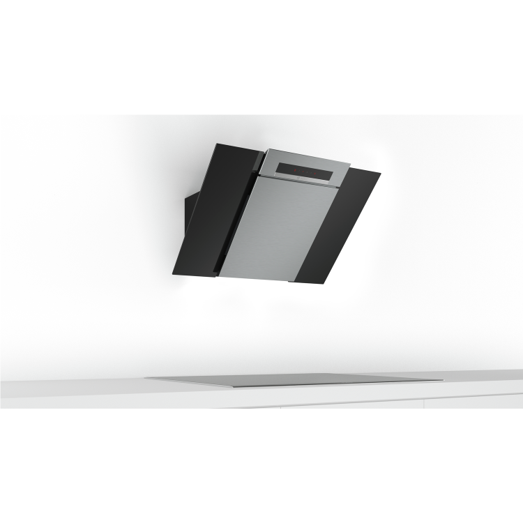 Bosch DWK87BM60B Touch Control 80cm Angled Cooker Hood - Stainless Steel And Black Glass