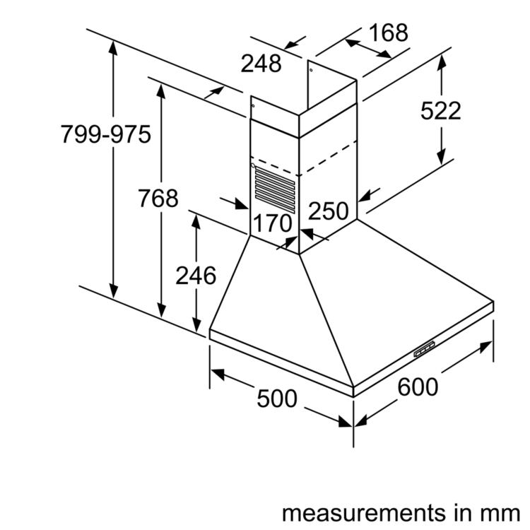 Bosch Series 2 60cm Pyramid Chimney Cooker Hood - Stainless Steel