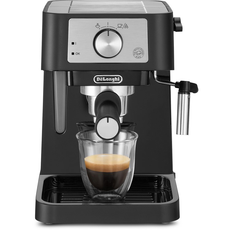 Delonghi Stilosa Manual Espresso Freestanding Coffee Machine with Milk Frother - Black & Silver