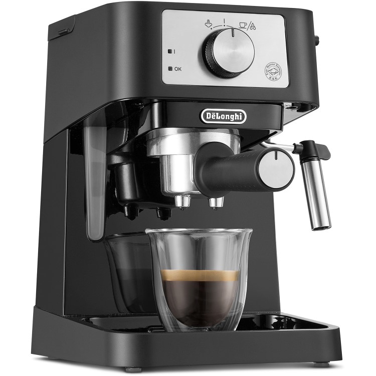 Delonghi Stilosa Manual Espresso Freestanding Coffee Machine with Milk Frother - Black & Silver