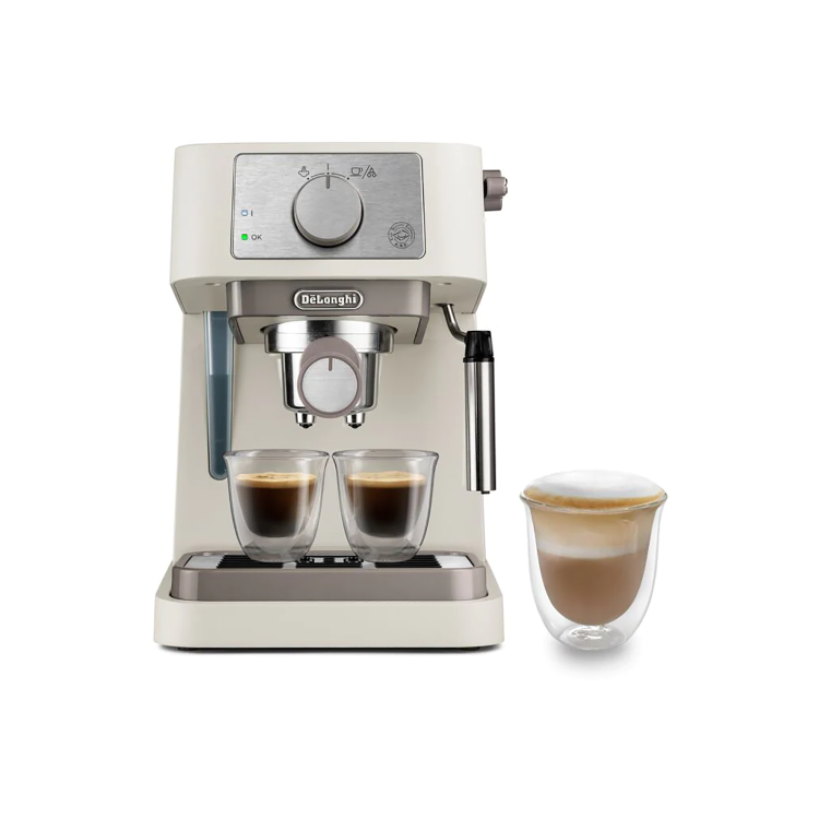 Delonghi Stilosa Manual Espresso Freestanding Coffee Machine with Milk Frother - Cream