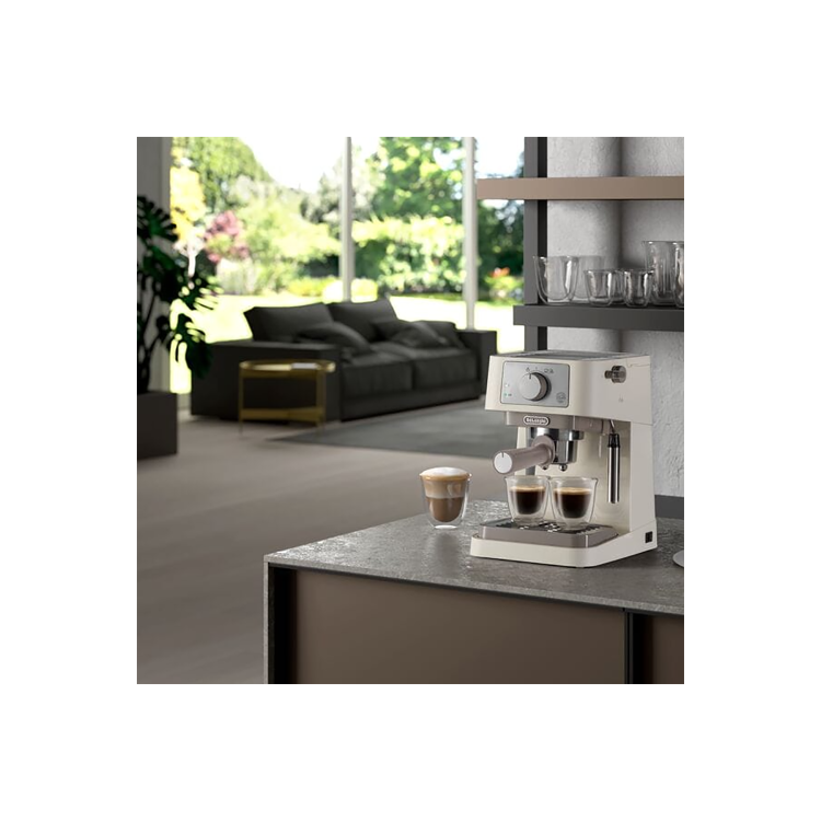 Delonghi Stilosa Manual Espresso Freestanding Coffee Machine with Milk Frother - Cream