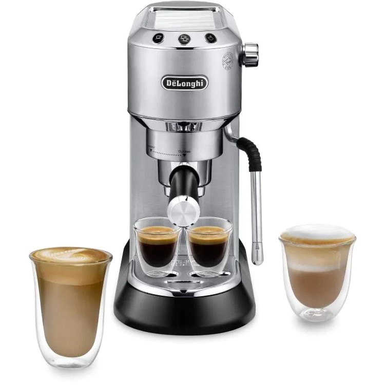 Delonghi Dedica Arte Manual Espresso Freestanding Coffee Machine with Milk Frother - Metal