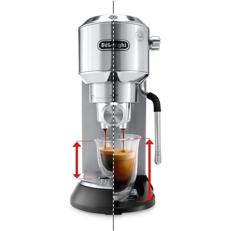 Delonghi Dedica Arte Manual Espresso Freestanding Coffee Machine with Milk Frother - Metal