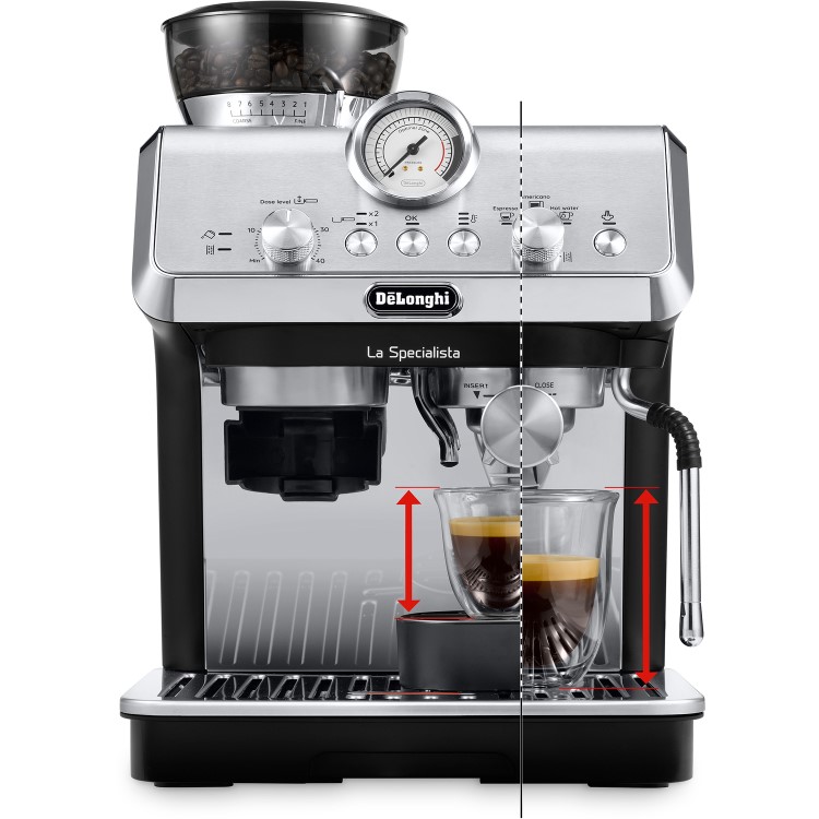 Delonghi La Specialista Arte Manual Bean to Cup Coffee Machine with Milk Frother - Silver