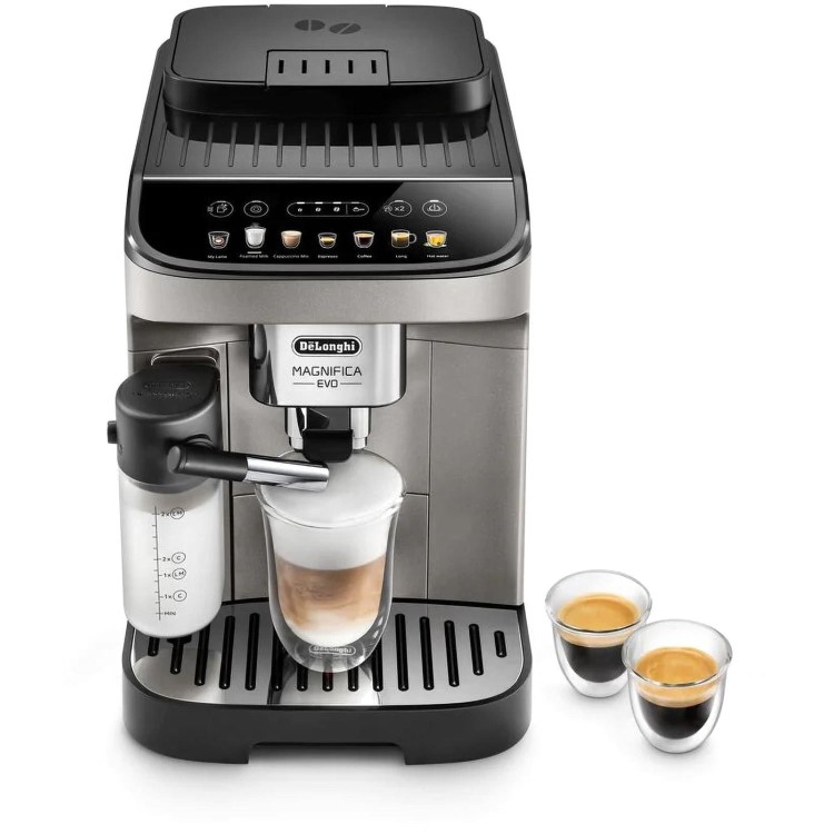 Refurbished Delonghi Magnifica Evo Automatic Bean to Cup Coffee Machine with Milk Frother - Titanium & Black