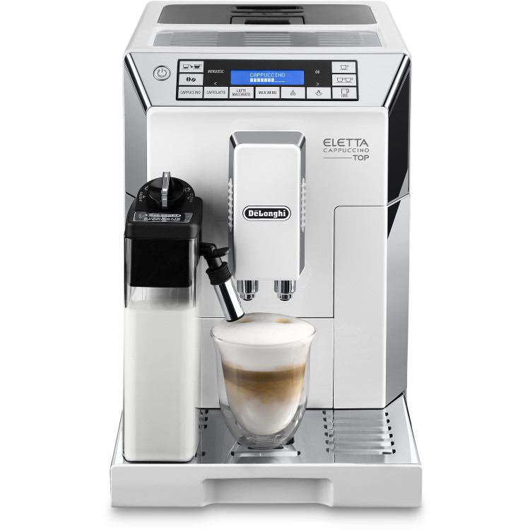 Delonghi ECAM45.760.W Eletta Cappuccino Top Bean-to-Cup Automatic Coffee Machine with Grinder & Frother - White