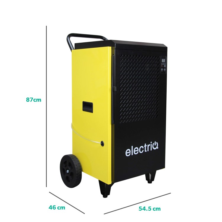 electriQ 70L Industrial Portable Dehumidifier with Metal Body & Large Wheels