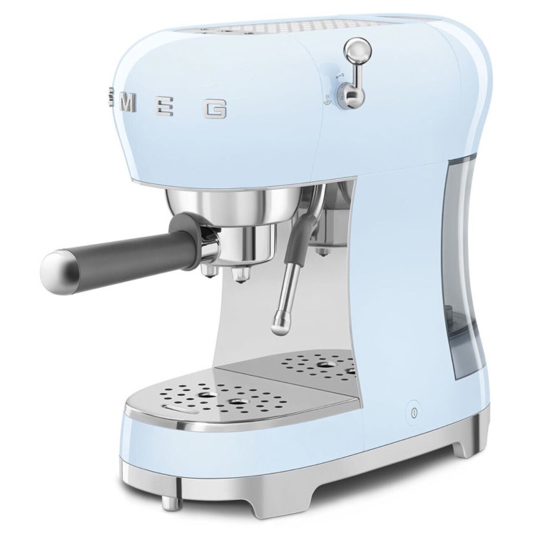 Smeg Retro Style Manual Espresso Coffee Machine with Milk Frother - Pastel Blue