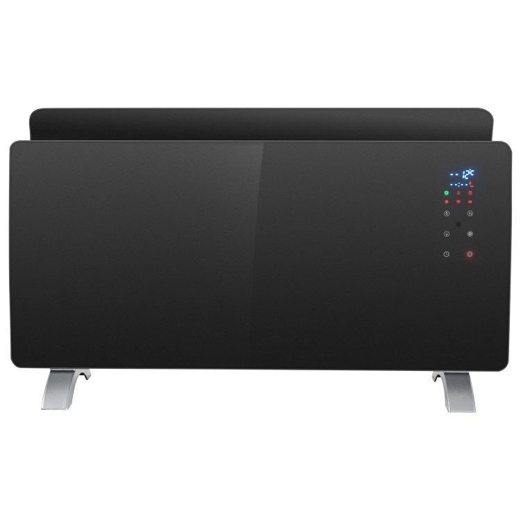 electriQ 2000W Smart Curved Designer Glass Panel Heater - Wall Mountable & Bathroom Safe - Black