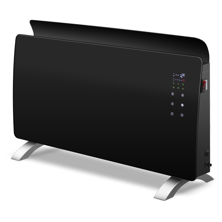 electriQ 2000W Smart Curved Designer Glass Panel Heater - Wall Mountable & Bathroom Safe - Black