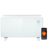 electriQ 2000W Smart Curved Designer Glass Panel Heater - Wall Mountable & Bathroom Safe - White