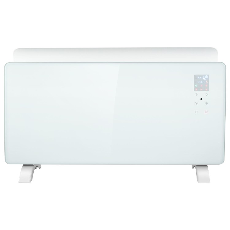 electriQ 2000W Smart Curved Designer Glass Panel Heater - Wall Mountable & Bathroom Safe - White