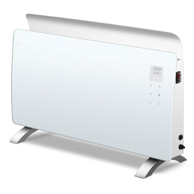 electriQ 2000W Smart Curved Designer Glass Panel Heater - Wall Mountable & Bathroom Safe - White