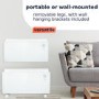 electriQ 2000W Smart Curved Designer Glass Panel Heater - Wall Mountable & Bathroom Safe - White