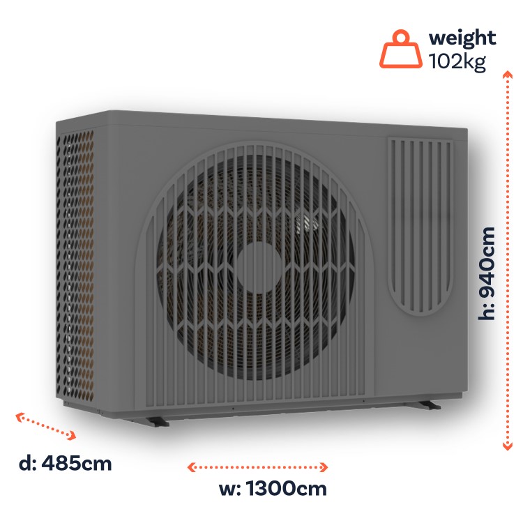 ECOHEAT MCS Certified 9kW R290 Inverter Air Source Heat Pump – Max Water Temp 75C