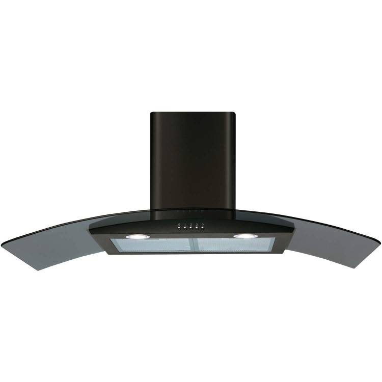 CDA 100cm Curved Glass Chimney Cooker Hood - Black