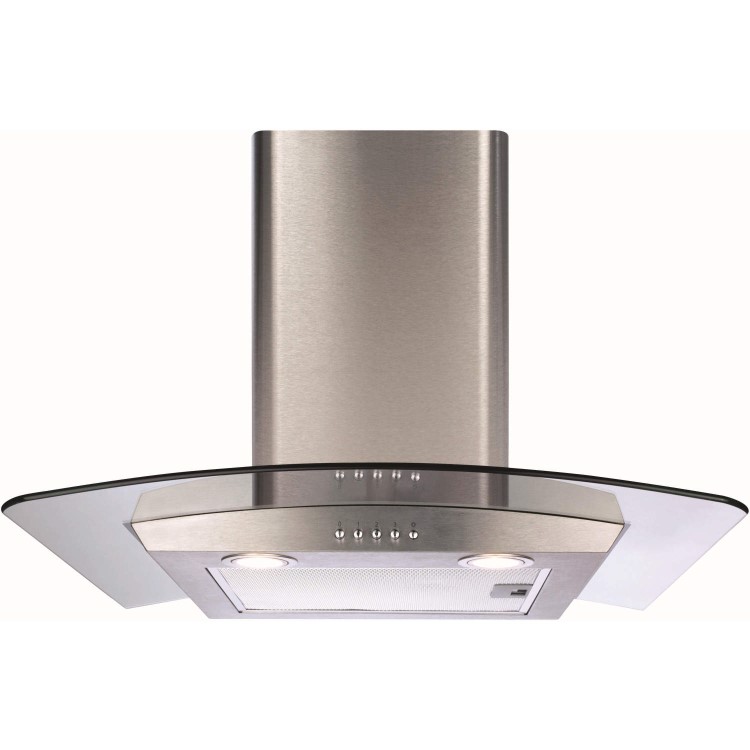 Refurbished CDA ECP62SS Curved Glass 60cm Chimney Cooker Hood Stainless Steel