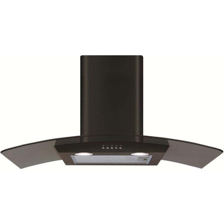 CDA 80cm Curved Glass Chimney Cooker Hood - Black