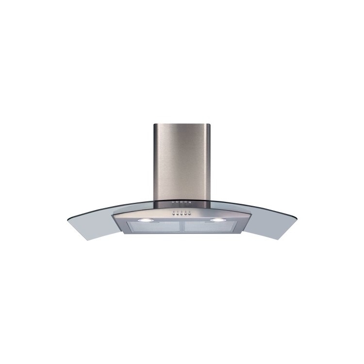 CDA 90cm Curved Glass Chimney Cooker Hood - Stainless Steel