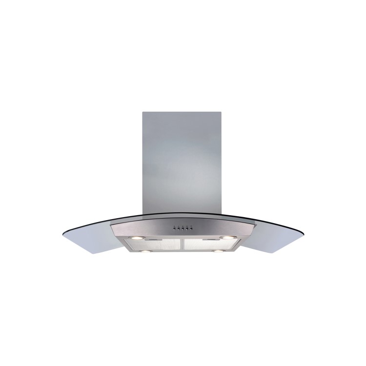 CDA 90cm Curved Glass Island Cooker Hood - Stainless Steel