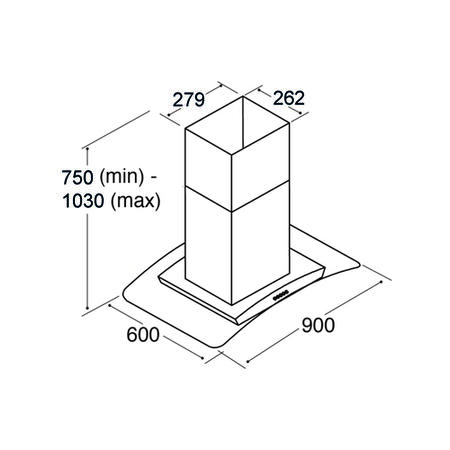 CDA 90cm Curved Glass Island Cooker Hood - Stainless Steel