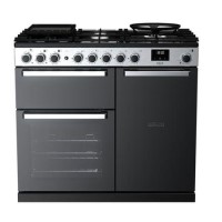 Rangemaster Edge Deluxe 100cm Dual Fuel Range Cooker - Black Glass