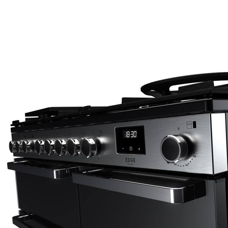 Rangemaster Edge Deluxe 100cm Dual Fuel Range Cooker - Black Glass