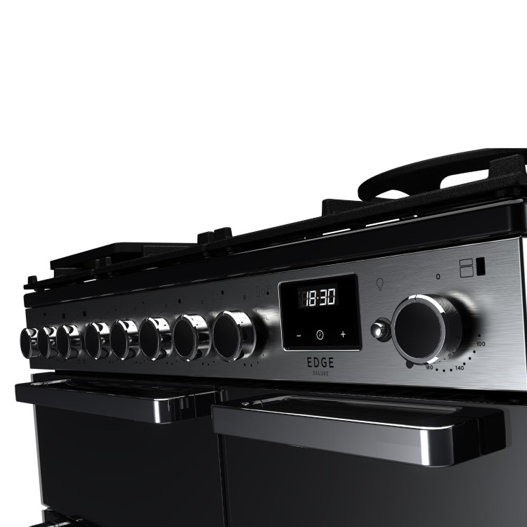 Rangemaster Edge Deluxe 90cm Dual Fuel Range Cooker - Black Glass