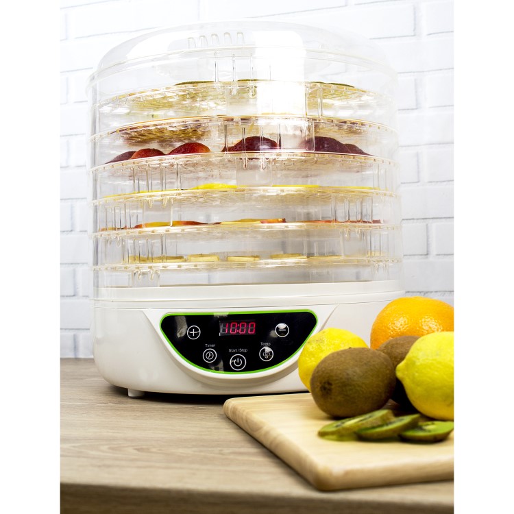 electriQ BPA Free Digital Food Dehydrator & Dryer with 6 Collapsible Shelves and 48 Hour Timer