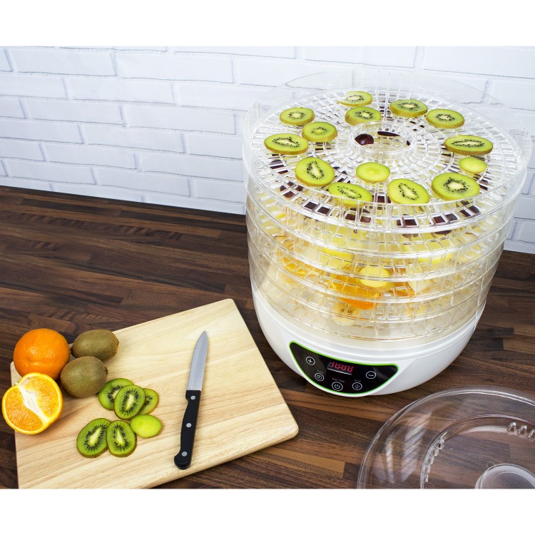 electriQ BPA Free Digital Food Dehydrator & Dryer with 6 Collapsible Shelves and 48 Hour Timer