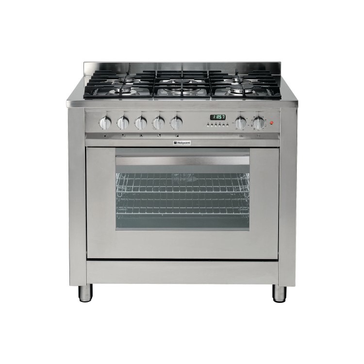 Hotpoint EG900XS Single Oven 90cm Wide Dual Fuel Range Cooker Stainless Steel