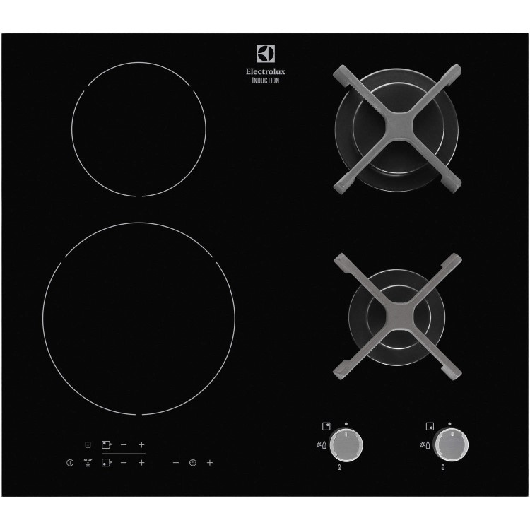 Electrolux EGD6576NOK Four Zone Dual Fuel Gas & Induction Hob Black