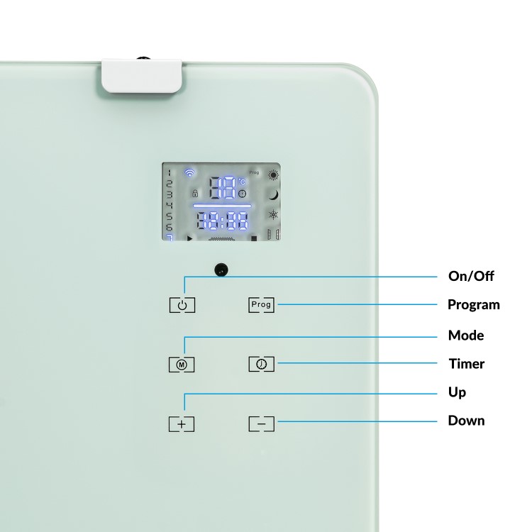 electriQ 2000W Smart Designer Glass Panel Heater - Wall Mountable & Bathroom Safe