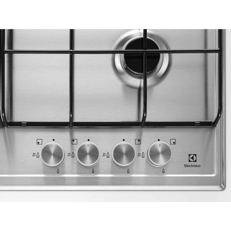 Electrolux EGH6343LOX 60cm Four Burner Gas Hob Stainless Steel With Cast Iron Pan Stands