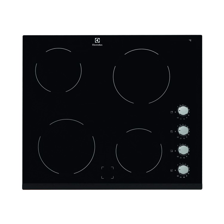 Electrolux EHF6140FOK 59cm Wide Black Four Zone Ceramic Hob