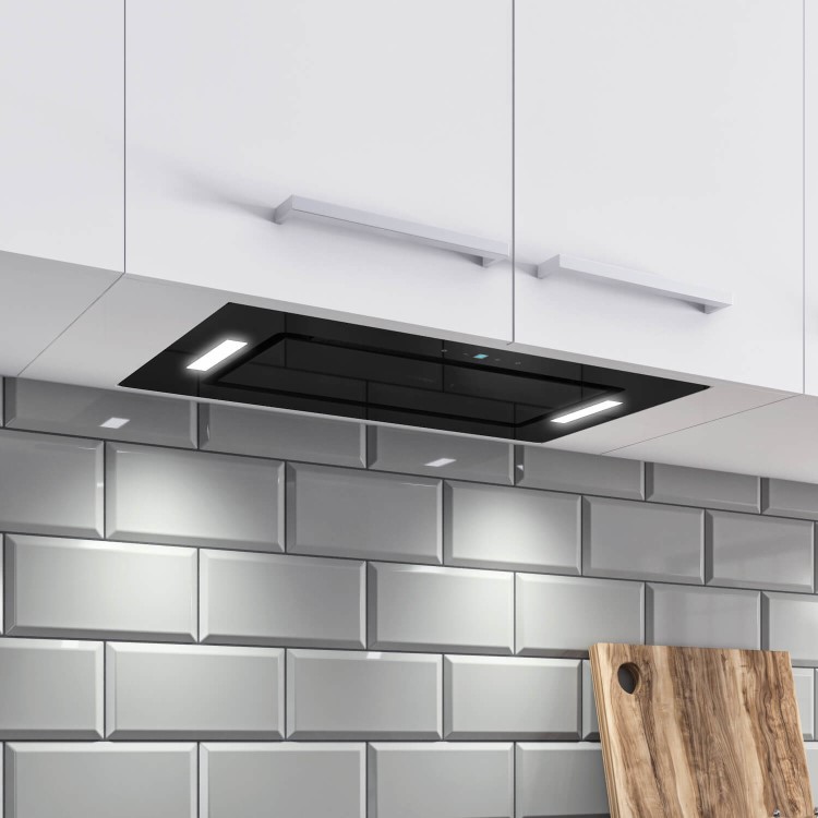 electriQ 52cm Glass Canopy Cooker Hood - Black