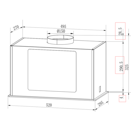 electriQ 52cm Glass Canopy Cooker Hood - Black