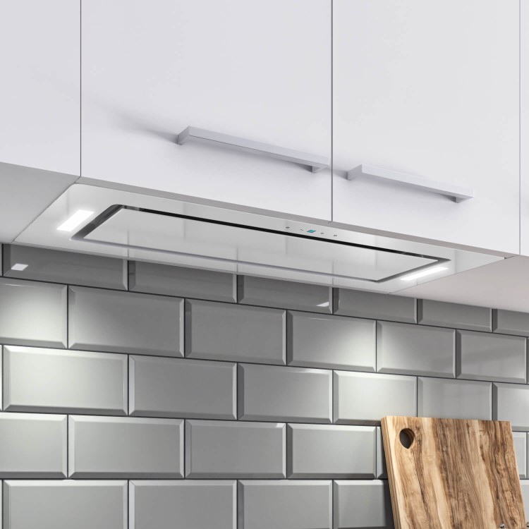 electriQ 72cm Glass Canopy Cooker Hood - White