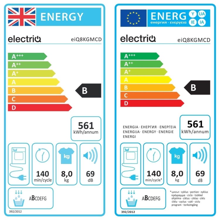 electriQ 8kg Condenser Tumble Dryer - White