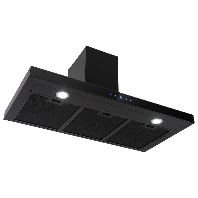 electriQ Slimline Black 90cm Cooker Hood with Touch Controls