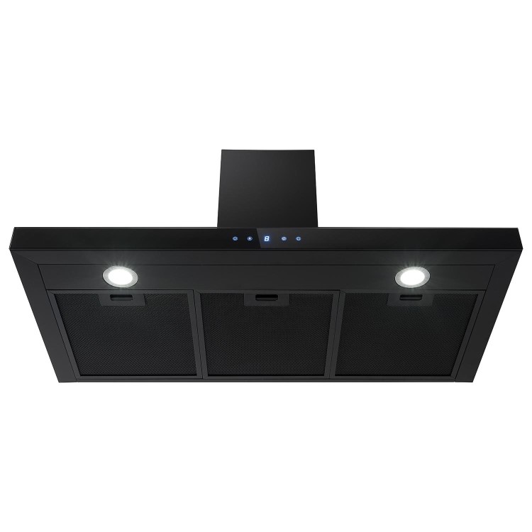 electriQ Slimline Black 90cm Cooker Hood with Touch Controls