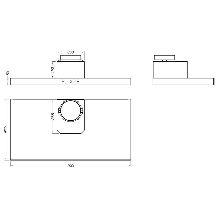 electriQ Slimline Black 90cm Cooker Hood with Touch Controls