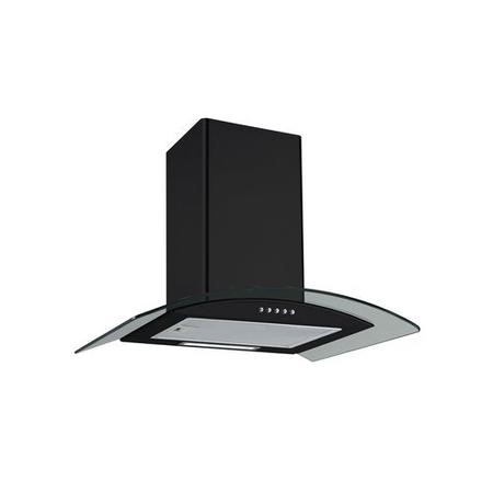 Electriq 60cm sloping black deals glass chimney cooker hood