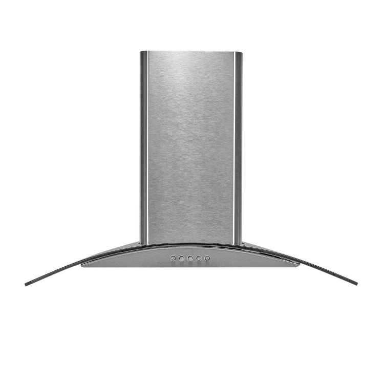 electriQ 60cm Curved Glass Chimney Hood - Stainless Steel