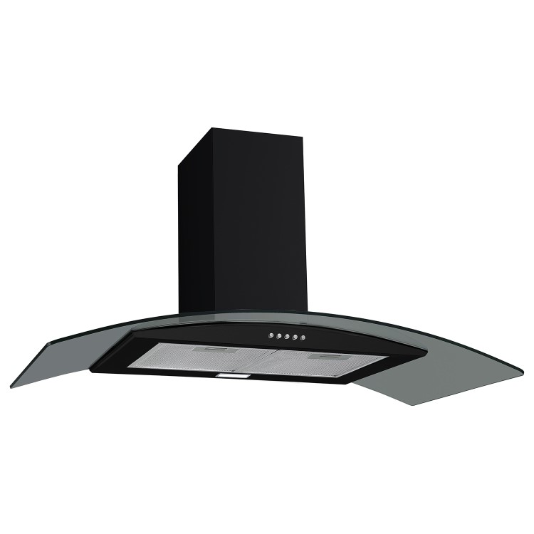 electriQ 90cm Curved Glass Cooker Hood - Black