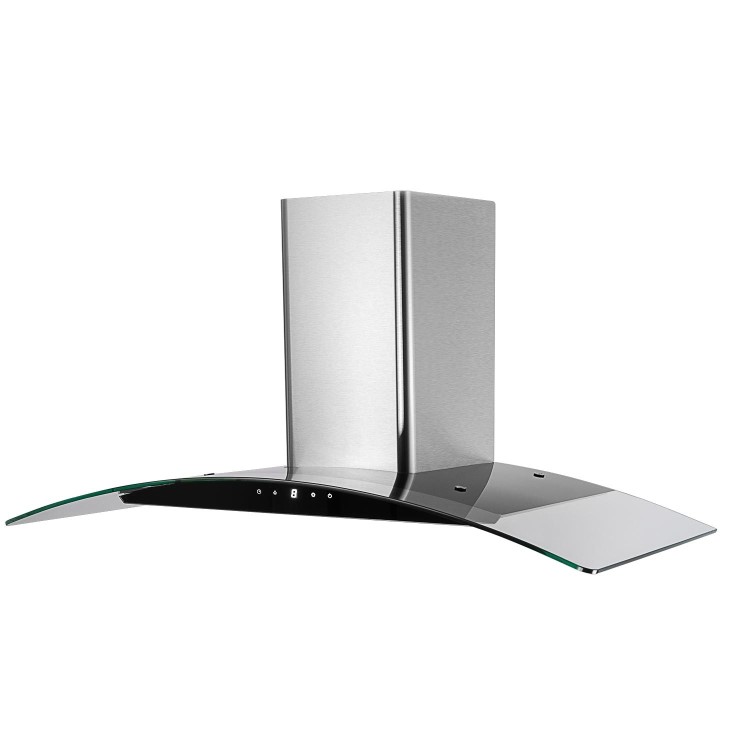 electriQ 90cm Touch Control Curved Glass Cooker Hood - Stainless Steel