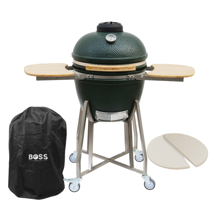 Boss Grill The Egg - 18 Inch Ceramic Kamado Style Charcoal Egg BBQ Grill - Green