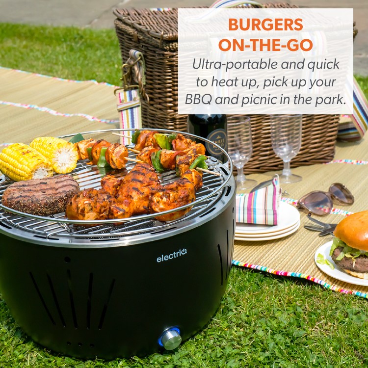 electriQ Portable Smokeless BBQ - Lotus Style with Fan